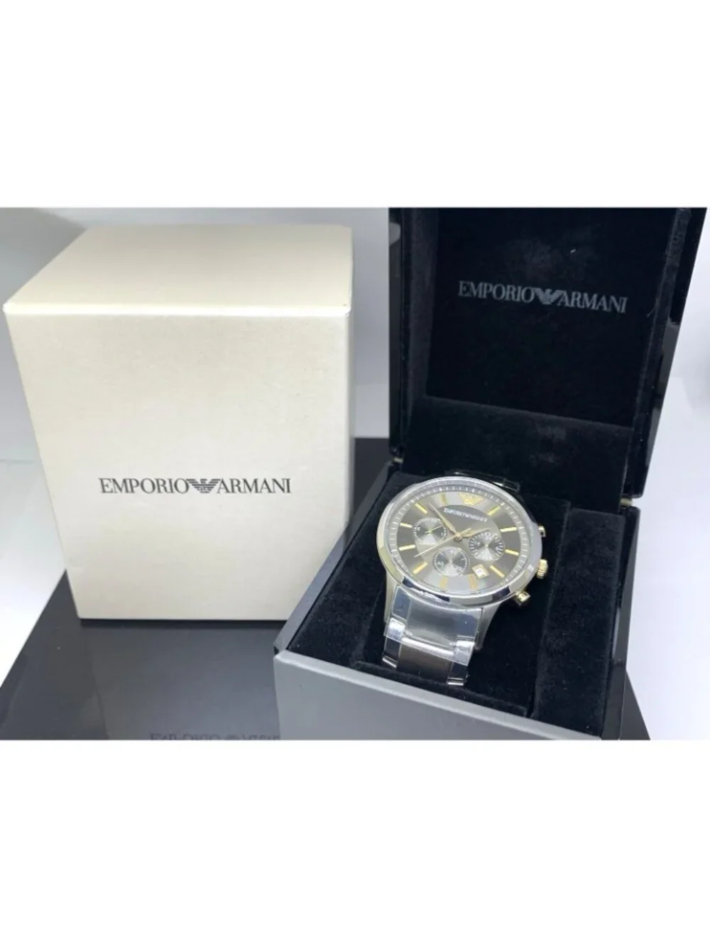 Emporio Armani Men's Watch AR11047 Quartz Chronograph Gray Dial Stainless Steel